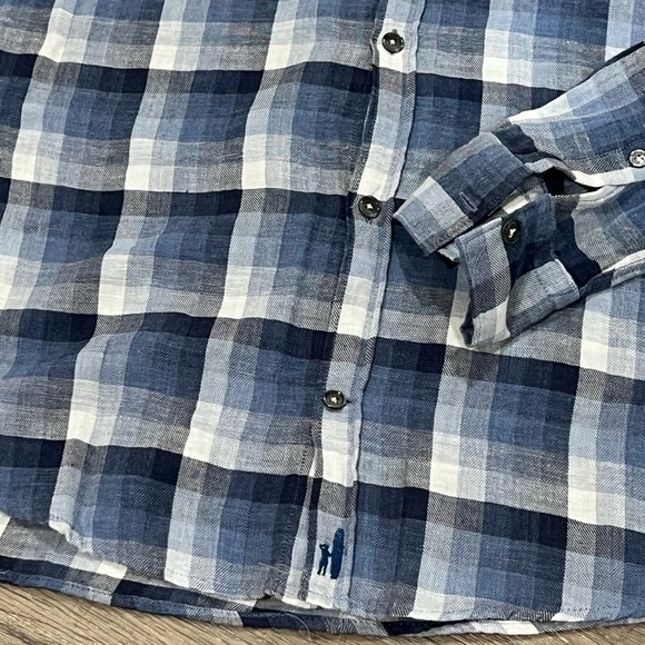 New Without Tags Medium Johnnie-O Featherweight Cotton Linen Blend Plaid Shirt - Picture 4 of 7